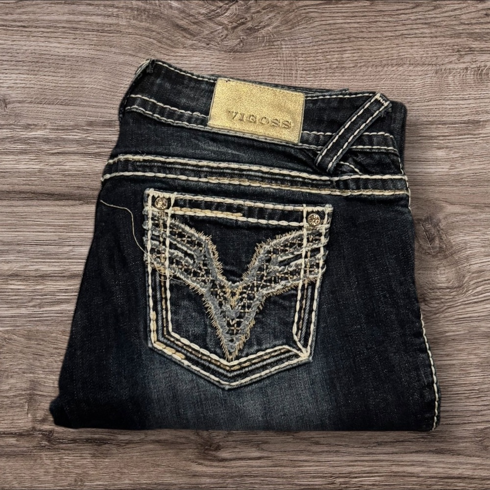 Vigoss Chelsea SlimBoot Dark-wash Jeans Embroidery